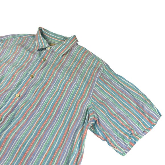 100% Linen Shirt Men's XL Joseph A. Bank Vintage Pastel Casual Preppy‎ Vacation - Picture 1 of 7